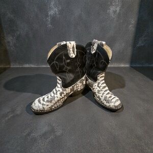 Bronco Children’s Faux Snakeskin Cowboy Boots • Black Leather Western Boots